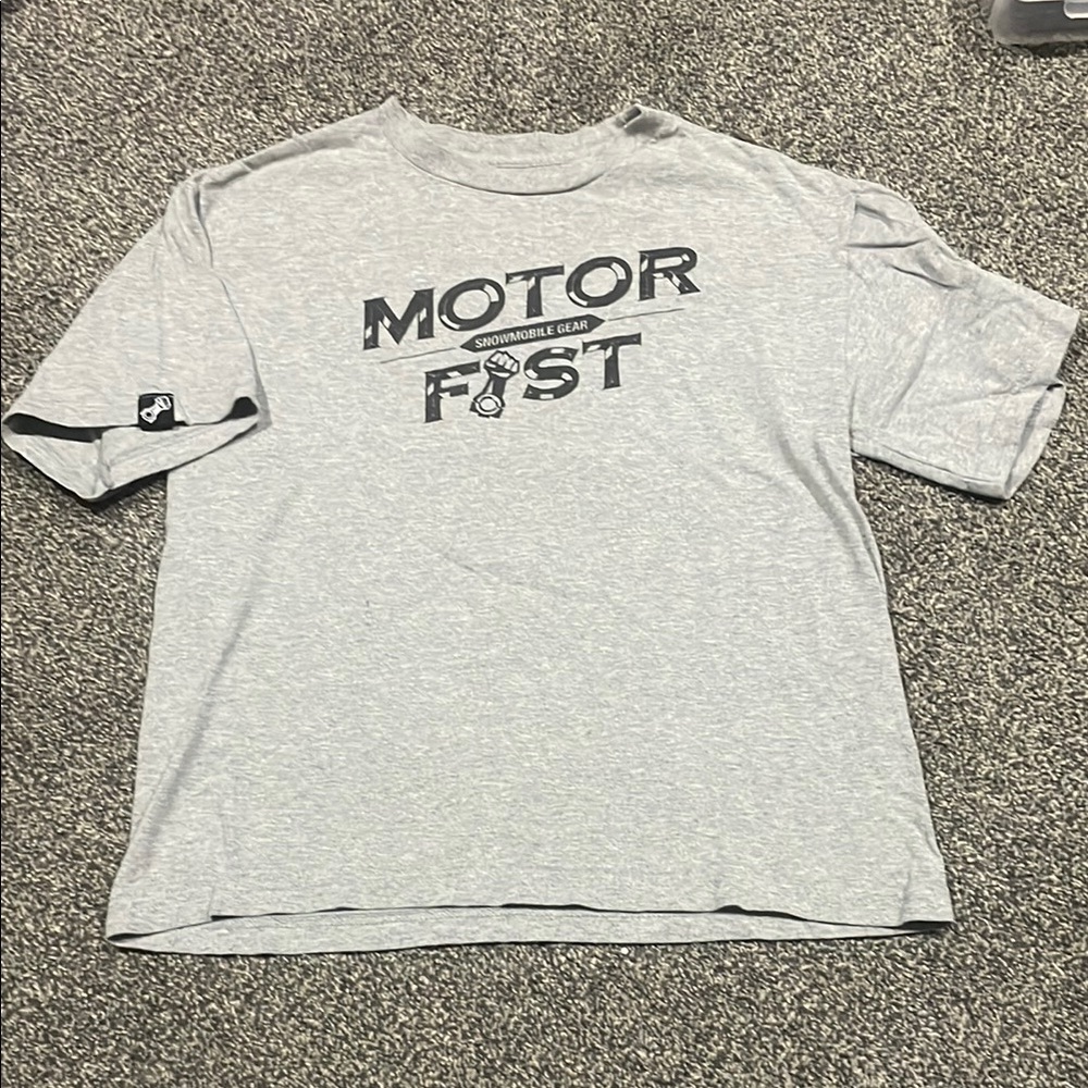 Gray Short Sleeve Tee with Vintage MOTOR FAST Print